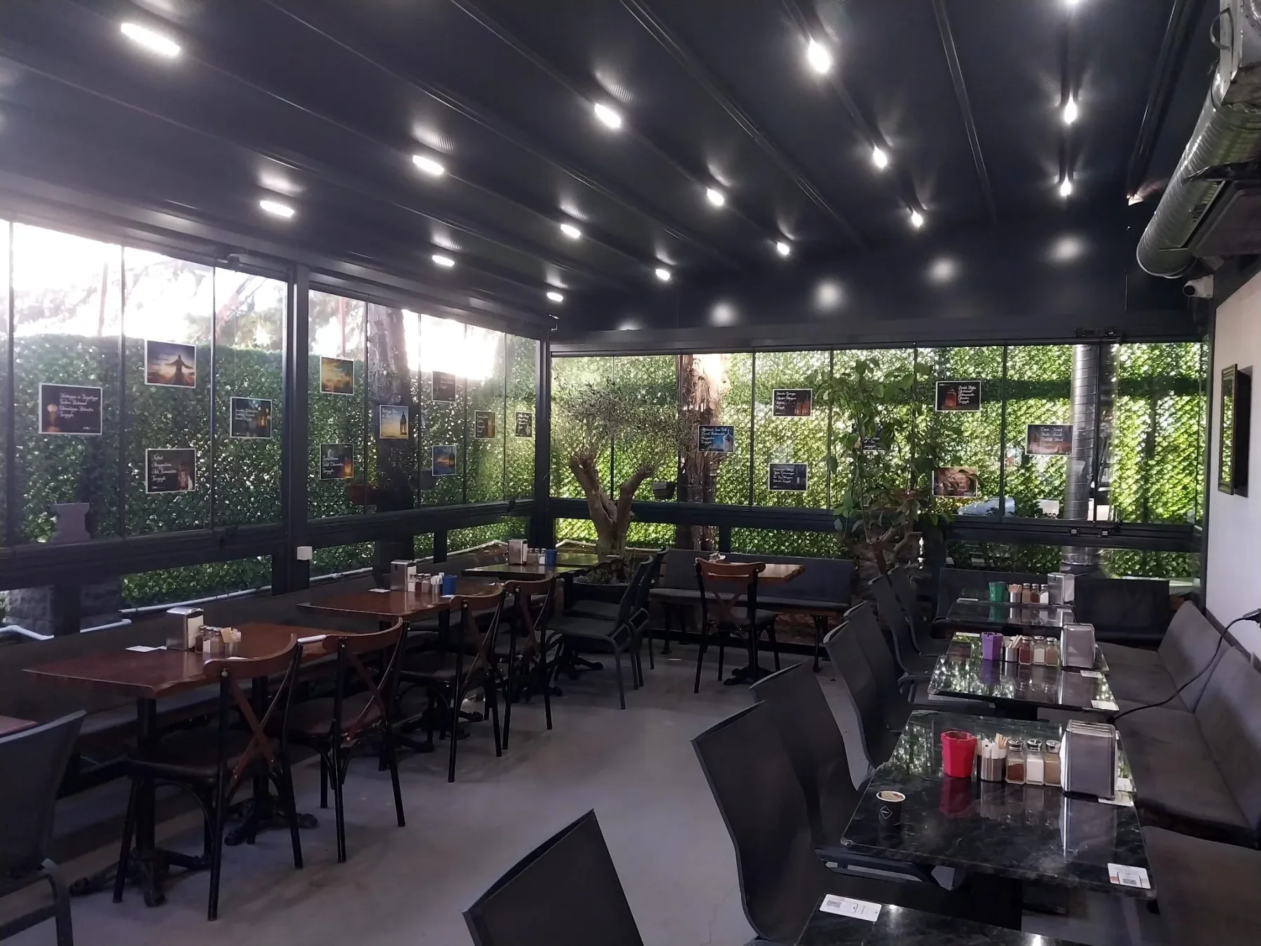 LED Aydınlatmalı Rolling Roof & Kafe Dış Mekân Kapatma Detayı 2